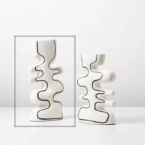 Jarrón blanco redondo con asa de doble cara para una decoración elegante con una larga exhibición de eventos perfecta para bodas y estilo del hogar - Product Image 4