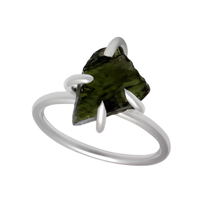 Bague en pierres précieuses brutes Bijoux en argent moldavite brut en argent sterling 925 naturel Qualité et satisfaction du client PAR CASA DE PLATA. - Product Image 4