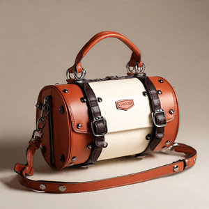 กระเป๋าหนังสะพายไหล่ทรงถังสำหรับผู้หญิงกระเป๋าทรงกระบอกสำหรับผู้หญิงกระเป๋าหนังสะพายข้าง - Product Image 1