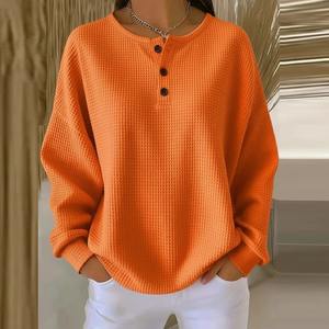 Jersey de Manga Larga con Cuello Redondo para Mujer, Otoño Invierno, Talla Grande, Holgado, Camiseta Extra Grande para Mujer - Product Image 6