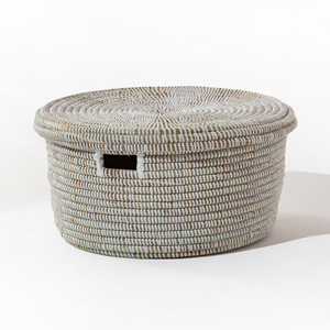 Contenedor cilíndrico de pasto marino, contenedores de almacenamiento de alta calidad, cestas de material natural para el hogar - Product Image 3