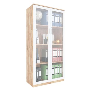 4-Tier Contemporary Minimalist Rubber Wood <b>Filing</b> Cabinet with Glass Doors and Lock THS68042 for Gym Metal <b>Storage</b> - Product Image 2