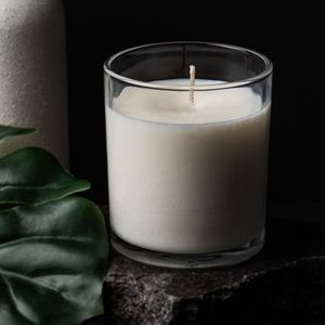 Pot à bougie rond élégant en verre avec couvercle en bois/métallique pour usage domestique, peut être imprimé avec des étiquettes - Product Image 1