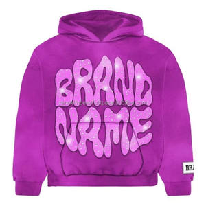 Sudadera con capucha recortada de invierno de inspiración vintage Unisex Boxy Fit Distressed 100% algodón bordado Detalles de diamantes de imitación - Product Image 3