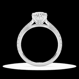 Anillo de Compromiso con Diamante Cultivado en Laboratorio de Corte Ovalado de 2.25 CTW, Banda Pavé de Vástago Dividido, Certificado IGI, Oro Sólido de 14K - Product Image 2