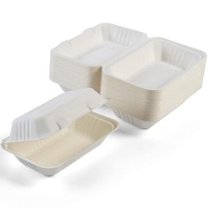 Sustainable <b>Takeaway</b> Food Packaging for Dishes Plates Sustainable Eco Friendly Compostable Sugarcane Bagasse 9x6 Lunch Box <b>Lid</b> - Product Image 1