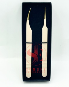 Professional Lash Tweezers 10mm Precision Custom Logo <b>Box</b> Packing <b>Strong</b> Hold Fiber Tip Eyelash Extension Stainless Steel - Product Image 4