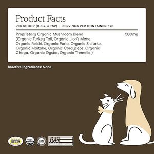 Polvo de Hongo Cola de Pavo de Marca Propia para Mascotas, Apoyo Cognitivo, Inmunológico, Hepático e Intestinal, Apoyo Cognitivo e Inmunológico, 120 Cucharadas - Product Image 2