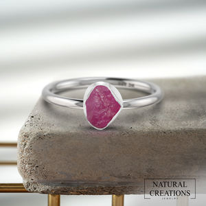 แหวนเงินสเตอร์ลิงทำด้วยมือ925การกำหนดขอบแหวนพลอยทับทิมหยาบเครื่องประดับแฟชั่นอินเทรนด์แฟนซีสำหรับทุกเพศ - Product Image 2