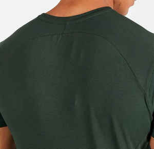 T-shirt à la palangre coupe ajustée pour hommes, 95% coton, 5% élasthanne, ourlet incurvé plus long, Muscle Slim Crew Fitness Gym Tshirt - Product Image 4