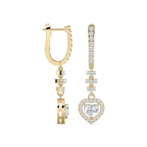 Boucles d'oreilles pendantes en diamant de laboratoire taille cœur, or 14 carats, clarté VS1, couleur E, bijoux fantaisie en gros pour style religieux certifié - Product Image 3