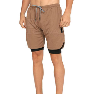Wholesale Quick Dry Men's Double-<b>Layer</b> Cotton Shorts High Street Style Solid Pattern <b>Mid</b> Waist Low Available OEM Service Low MOQ - Product Image 2