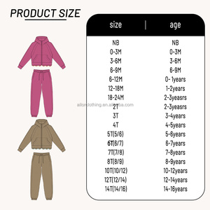 Survêtement pour filles avec détails surpiqués, en mélange de coton, haut à capuche zippé et bas de jogging à cordon de serrage, faible MOQ, prix d'usine - Product Image 3