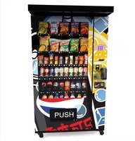Distributore Automatico Nero Compatto per Snack e Bevande con Pagamento con Carta di Credito, Display LCD e Opzioni di Pagamento Multiple per Uso Commerciale