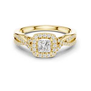 Bague de fiançailles pour femme avec halo de diamants de laboratoire taille princesse 0,688 CT, clarté VVS-VS EF, or 18 carats, 14 carats, 10 carats et argent 925 - Product Image 3