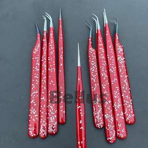 Pince à cils Volume pointu en acier inoxydable Pointe en fibre Pince à épiler Extension de cils Logo personnalisé Outil à cils Marque privée - Product Image 6