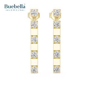 Pendientes de Plata de Ley 925 para mujer, joyería fina clásica de diamante de corte redondo, diseño personalizado al por mayor - Product Image 2