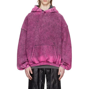 Latest Custom Made Boxy Fit <b>Acid</b> <b>Wash</b> Blank Pullover Hoodies Men Thermal Fleece Zip up Oversized Hoodie - Product Image 5