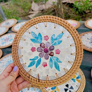 Venta al por mayor posavasos de ratán mantel de bambú de ratán posavasos natural ecológico posavasos de mimbre de Vietnam - Product Image 1