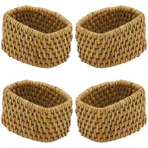 Vente en gros pas cher Anneau de serviette en rotin avec strass boucle de serviette pour décor de serviette de mariage - Product Image 5