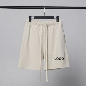 Pantalones Cortos Casuales de Verano para Hombre al por Mayor, 100% Algodón, Color Negro Oscuro, Logotipo Personalizado, Cintura Elástica Tejida, Largo hasta la Rodilla, Sólidos - Product Image 4