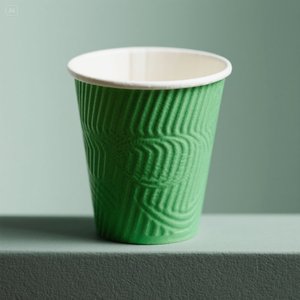 Vaso de papel verde ecológico con diseño en relieve blanco 12 oz 100 paquetes desechables y elegantes - Product Image 1