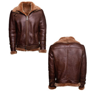 Fashionable Winter Men's Genuine Leather <b>Jackets</b> with Front Logo Zipper Closure Custom Pattern Regular Fit Windproof Breathable - Product Image 6