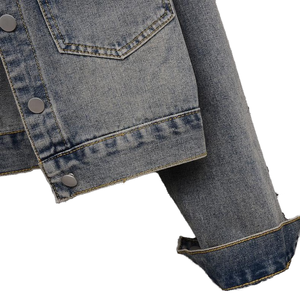 Chaquetas de Mujer al por Mayor, Chaqueta Vaquera Corta de Alta Calidad en Tela Teñida Rosa y Negra, Estilo Casual - Product Image 5