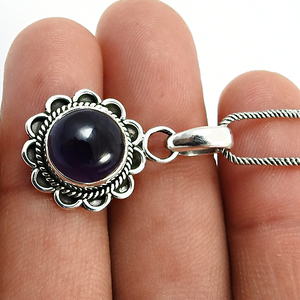 Elegant And Cute Design Pendant Crafted From 925 Sterling Silver Plated Classic Round Cut Amethyst Gemstone Pendant For Girls - Product Image 2