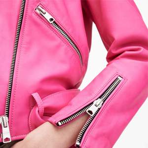 Custom Women's Pink PU Faux Leather <b>Jacket</b> Slim Fit Motorcycle Biker Coat Fashion <b>Ladies</b> Short Streetwear Outerwear Wholesale - Product Image 6