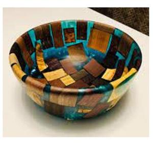 Bol époxy rond en bois de haute qualité avec ensemble de service de cuisine et de table imprimé en émail - Product Image 4