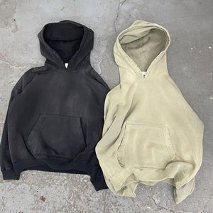 Nouveau Logo Personnalisé Vierge Initiale Lourd Jersey Coton Hoodies Avec Grande Capuche Hommes Baggy Grunge Hoodie Sun Fade Acid Wash - Product Image 4