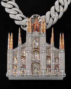 Collier personnalisé de style dessin animé, pendentif hip-hop, serti de diamants simulés VVS, moissanite, argent sterling 925 rose, pendentif pour hommes - Product Image 1