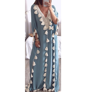 Wholesale High Quality Muslim Fashion Abaya Dress V-neck Islamic Pleated Mopping <b>Women</b> <b>Kaftan</b> Dubai Design Customizable Size - Product Image 1