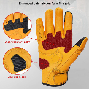 Guantes de Carreras de Cuero para Dedos Completos, Compatibles con Pantalla Táctil, Unisex, para Actividades al Aire Libre, Amarillos - Product Image 3