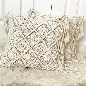 Fundas De Almohada decorativas de estilo bohemio de macramé moderno con función lavable de borlas para cama, sofá o sofá - Product Image 1