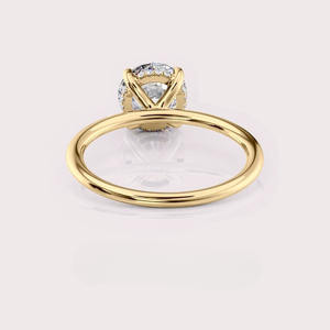 IGI Certified Round Lab Created Diamond Engagement <b>Ring</b> 9K White / Rose & Yellow Gold Hidden Halo Bridal <b>Ring</b> - Product Image 4