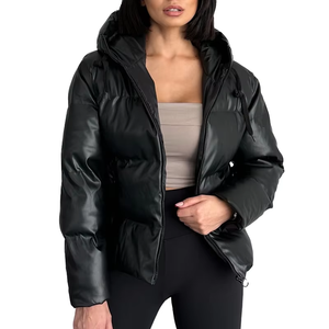 Hot <b>Sale</b> Latest Design Canvas Puffer Jacket Plus Size Custom Patches Winter Hooded Bubble Waterproof & Windproof <b>Men's</b> - Product Image 4