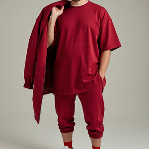 Camisetas de manga larga sólidas ecológicas personalizadas y pantalones para correr 2 en 1, conjuntos de chándal ligeros de verano para exteriores - Product Image 2