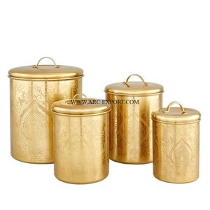 <b>Set</b> of 4 Copper Polished Kitchen Decor Storage Container Vintage Table Top Classic Designing Handmade Round Shape Food <b>Canister</b> - Product Image 5