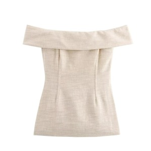 เซ็ตกางเกงแฟชั่นผ่าข้างเปิดไหล่สีพื้นแบบลำลองของผู้หญิงสินค้าใหม่ฤดูร้อน2025 - Product Image 4