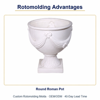 Moule de pot de fleurs en rotomoulage sans frais de fraisage, moule interne, pot de fleurs rond blanc de style romain, sans couture, paroi épaisse, directement de l'usine