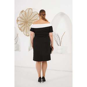 Vestido de Noche Elegante RMG Talla Grande Negro de Poliéster Elástico Tejido para Ocasiones Formales y Fiestas - Product Image 6