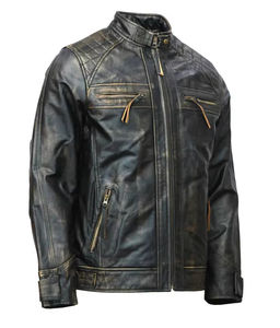 Nouvelle Veste Moto Classique en Cuir de Vachette Naturel Noir Vieilli pour Homme, Tendance 2026, Prix Abordable, Service OEM, Vente en Gros - Product Image 1