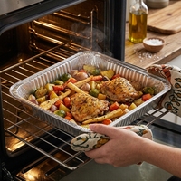 Barquette en aluminium de qualité alimentaire carrée pour boulangerie, restaurant et services de traiteur