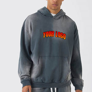 Pull personnalisé en molleton 100% coton, 450 g/m², effet délavé vintage, délavé à l'acide, surdimensionné, épaules tombantes, coupe classique, pour homme - Product Image 1