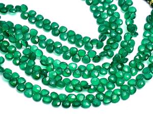 Perles de pierres précieuses en onyx vert AAA+ de 6 mm à 7 mm, forme de cœur, facettées, onyx vert naturel, pierres semi-précieuses, perles en vrac pour bijoux - Product Image 4