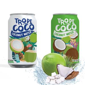 Tropicoco 330ml Natural Coconut <b>Water</b> Original Flavor Filtered Aluminum Can Juice with HALAL HACCP Certification Custom Labels - Product Image 1