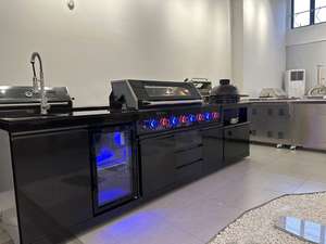 เตาย่างบาร์บีคิวกลางแจ้งสเตนเลสสตีลสีดำพร้อมเตาย่างควันเตาย่างอ่างล้างจานและตู้เย็น - Product Image 6