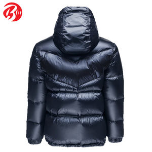 Hot Selling Custom Heavyweight Men's Hooded Puffer Jacket Breathable Canvas with Stand Collar New Design - Product Image 6